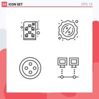 Pack of 4 Modern Filledline Flat Colors Signs and Symbols for Web Print Media such as planning computers start up tag devices Editable Vector Design Elements