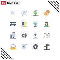 Modern Set of 16 Flat Colors and symbols such as combo cutter experiment cookie baking Editable Pack of Creative Vector Design Elements