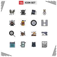 Group of 16 Modern Flat Color Filled Lines Set for cake baked barrels bunny robbit Editable Creative Vector Design Elements