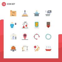 Universal Icon Symbols Group of 16 Modern Flat Colors of padlock body professor avatar chating Editable Pack of Creative Vector Design Elements