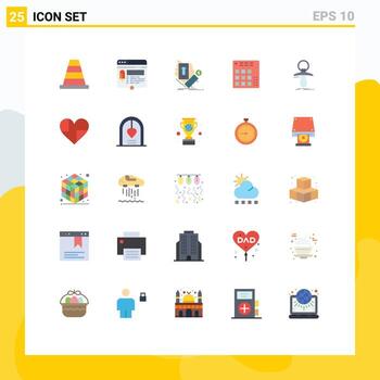 User Interface Pack of 25 Basic Flat Colors of mixer dj phone controller currency Editable Vector Design Elements