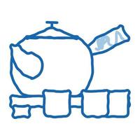 teapot with cups doodle icon hand drawn illustration vector