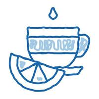 cup of tea with lemon slice doodle icon hand drawn illustration vector