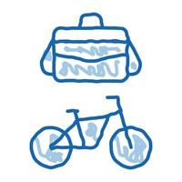 oficina transporte bicicleta y caso doodle icono dibujado a mano ilustración vector