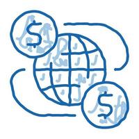 ilustración de dibujado a mano de icono de doodle de asociación financiera mundial vector