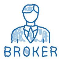 broker man doodle icon hand drawn illustration vector