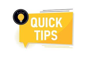 Quick tips with lightbulb vector on white background