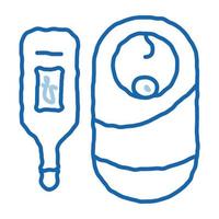 baby temperature measurement doodle icon hand drawn illustration vector