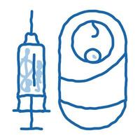 baby injection doodle icon hand drawn illustration vector