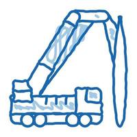 truck mounted crane doodle icon hand drawn illustration vector