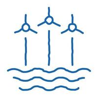 tecnología de energía eólica entre mar doodle icono dibujado a mano ilustración vector