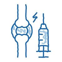 inyección preventiva para la artritis icono de garabato ilustración dibujada a mano vector