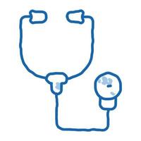 medical phonendoscope doodle icon hand drawn illustration vector
