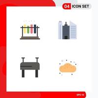 Set of 4 Vector Flat Icons on Grid for lab bakery tube office bun Editable Vector Design Elements