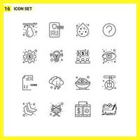 Universal Icon Symbols Group of 16 Modern Outlines of seo management pollution mark help Editable Vector Design Elements