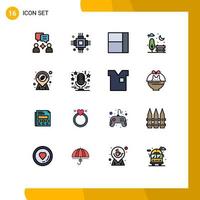 16 User Interface Flat Color Filled Line Pack of modern Signs and Symbols of star shop grid location park Editable Creative Vector Design Elements