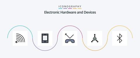 Devices Line Filled Flat 5 Icon Pack Including . missed. signal. bluetooth vector