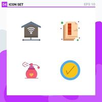 Pack of 4 Modern Flat Icons Signs and Symbols for Web Print Media such as security love document print tick Editable Vector Design Elements