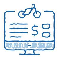 servicios de uso compartido de bicicletas opción de computadora icono de garabato ilustración dibujada a mano vector