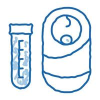 test tube and baby doodle icon hand drawn illustration vector