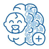 baby brain doodle icon hand drawn illustration vector