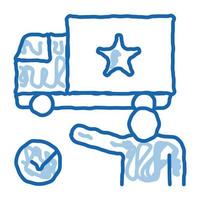 truck for movie doodle icon hand drawn illustration vector