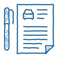 car purchase agreement doodle icon hand drawn illustration vector