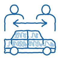 two buyers per car doodle icon hand drawn illustration vector