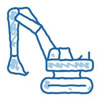 excavator doodle icon hand drawn illustration vector