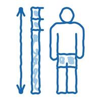 ilustración de dibujado a mano de icono de doodle de medición de altura humana vector