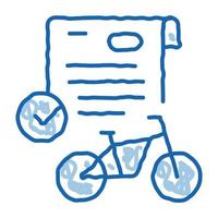 contrato para uso temporal de bicicleta doodle icono dibujado a mano ilustración vector