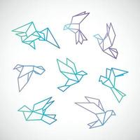 Poligonal dove illustration. Stylized flying dove birds set, isolated on white background.