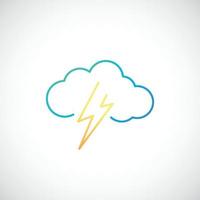 Simple weather icon with Cloud with Lightning. vector