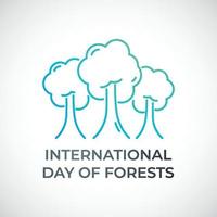 día internacional de los bosques. bandera de la ecología del concepto. conjunto de árboles verdes. vector