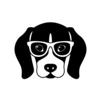 Portrait of Beagle in glasses isolated on white background. vector