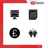 Set of 4 Modern UI Icons Symbols Signs for ecommerce report store data coin Editable Vector Design Elements