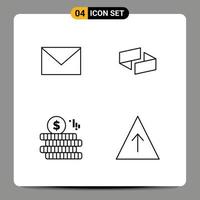 Group of 4 Modern Filledline Flat Colors Set for sms coin sand crypto career Editable Vector Design Elements