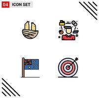 conjunto de 4 iconos de interfaz de usuario modernos símbolos signos para tareas de primavera de australia animal bandera elementos de diseño vectorial editables vector