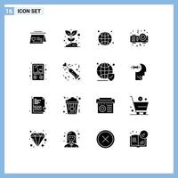 Stock Vector Icon Pack of 16 Line Signs and Symbols for meter party plant night live Editable Vector Design Elements