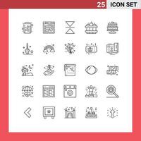 Universal Icon Symbols Group of 25 Modern Lines of baked dynamite phishing bomb mirror Editable Vector Design Elements