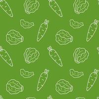 Seamless pattern with Brussels sprouts and carrots in doodle style. Vector image.