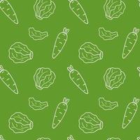 Seamless pattern with Brussels sprouts and carrots in doodle style. Vector image.