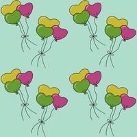 Seamless pattern with multicolored balloons in the shape of hearts. Vector image.