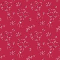 Seamless pattern with balloons, love SMS message, hearts. Seamless vector pattern in doodle style. Template for fabric, textiles, wrapping paper, wallpaper and other decorations.