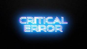 Critical Error glitch neon blue text effect background video