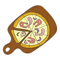 pizza on a cutting board vector illustration.