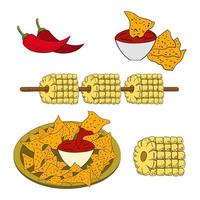 A set of images of Mexican dishes. Vector