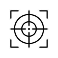 objetivo, objetivo, concepto de enfoque, punto de mira de francotirador, icono de vector de calibración en el diseño de estilo de línea aislado en fondo blanco. trazo editable.