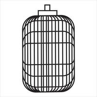 Vector, Image of caged bird ,Black and white color, with transparent background vector