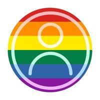 Pride rainbow flag User Icon. LGBTQ Avatar Profile, Social Media User Circle shape style. Vector Illustration